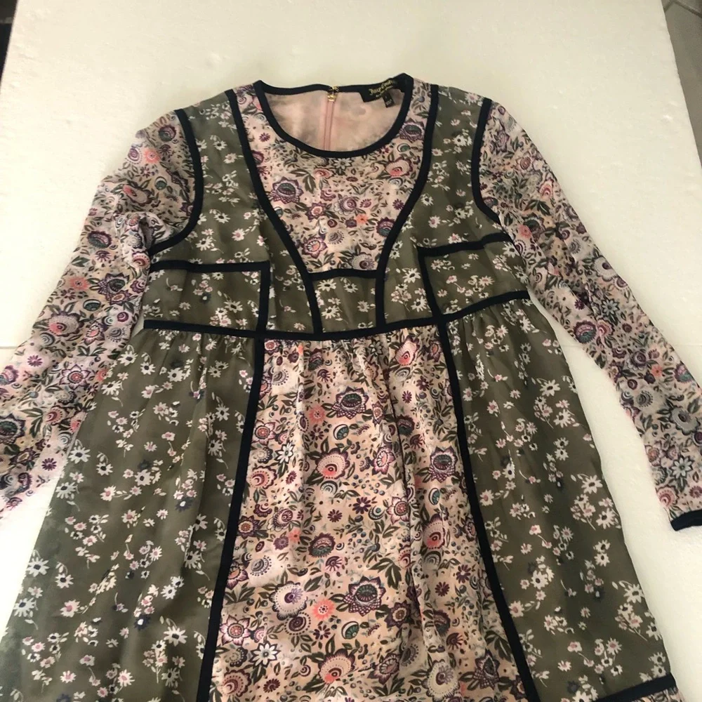 Juicy Couture NWOT pink green floral bohemian long sleeve mini dress - Picture 7 of 12